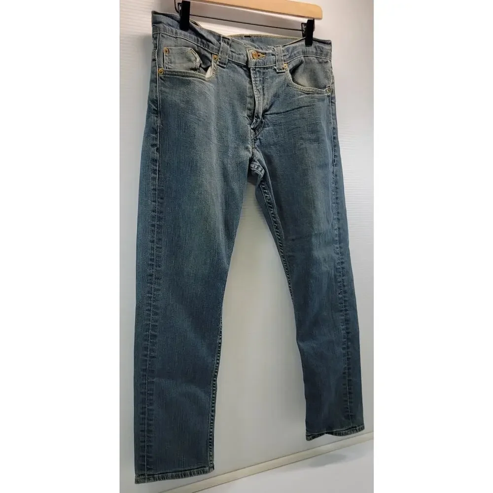 L26) Levi's 511 Men Zip Pocket Blue Denim Wash Jeans 34 x 30